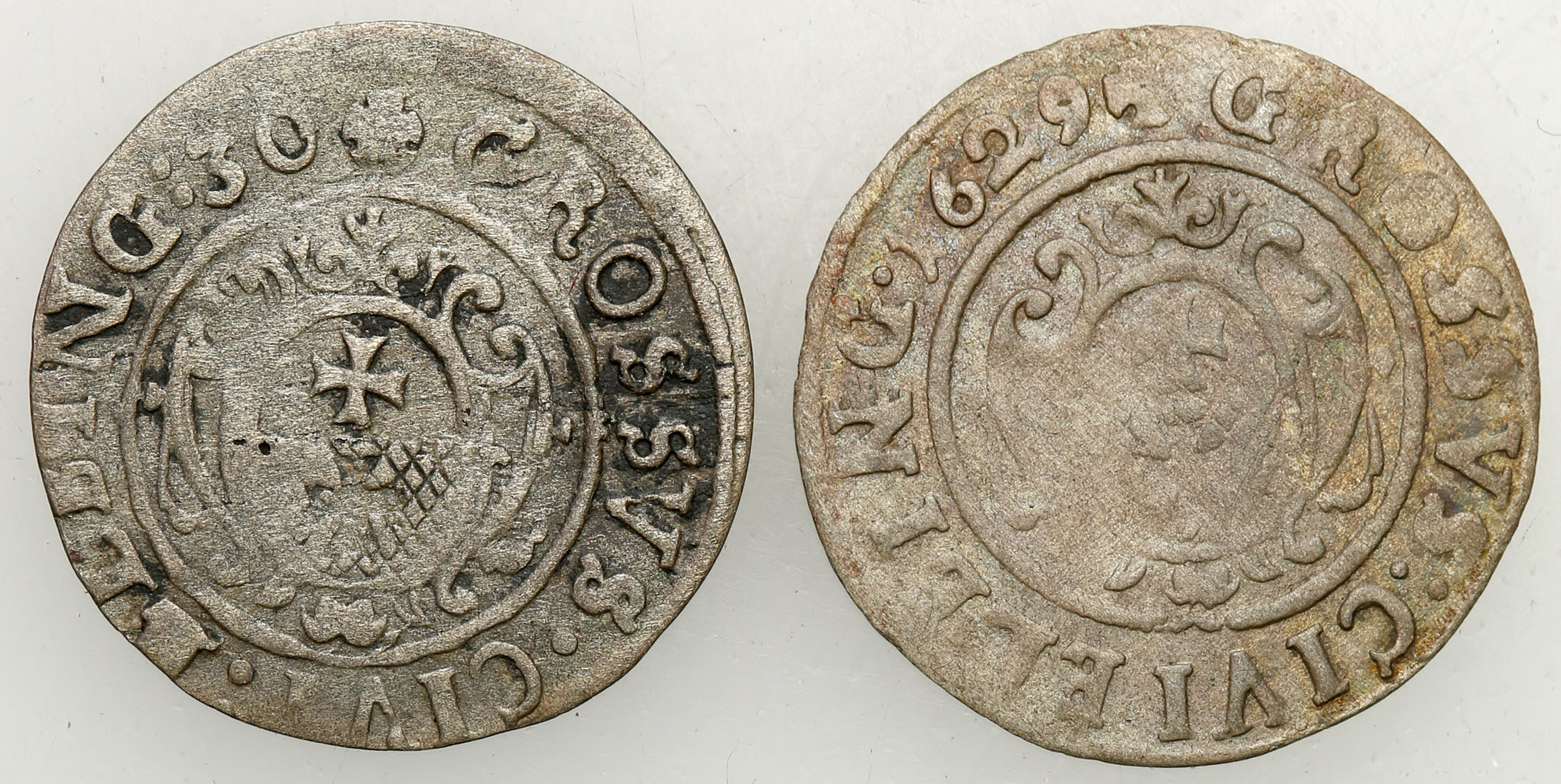 Gustaw II Adolf - okupacja szwedzka. Grosz 1629, 1630 Elbląg, zestaw 2 monet